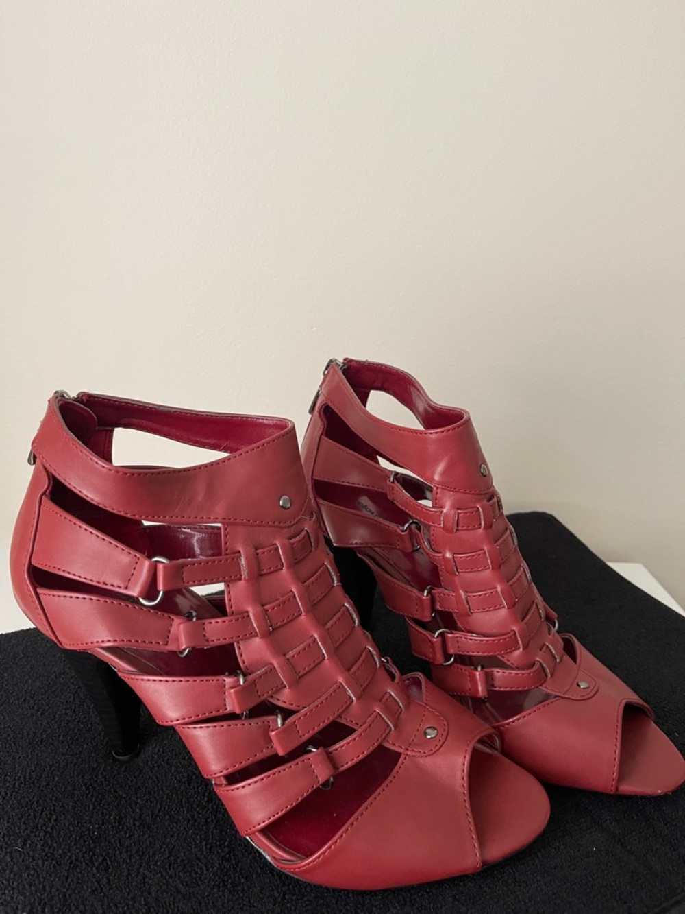 cloudwalkers Red Strappy Cage Heels